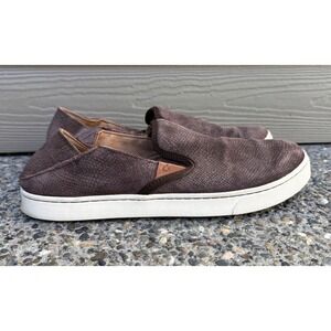 OluKai Pehuea Leather Slip On Shoes Women US W9.5 EUR 39.5 Purple/Brown Textured